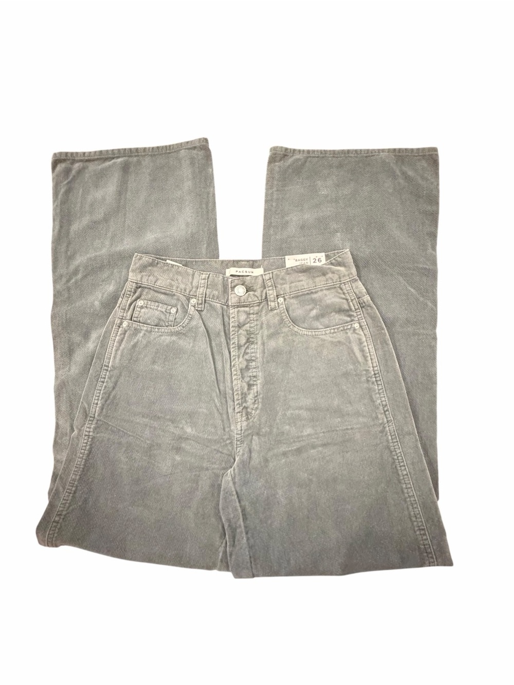 NEW Pacsun Womens Baggy Jeans High Waisted Green Cotton Soft Wide Leg Casual 26